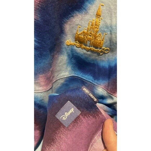 Walt Disney World Spirit Jersey Sweater Women Medium Tie Dye Mickey Mouse 50 Ann - Picture 7 of 15